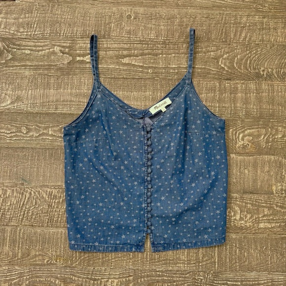 Madewell Denim Button-Down Cami in Star Jacquard 2 - Picture 2 of 8